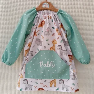 Bata guardería artesanal hecha a mano handmade animales de la selva personalizado con nombre del bebé