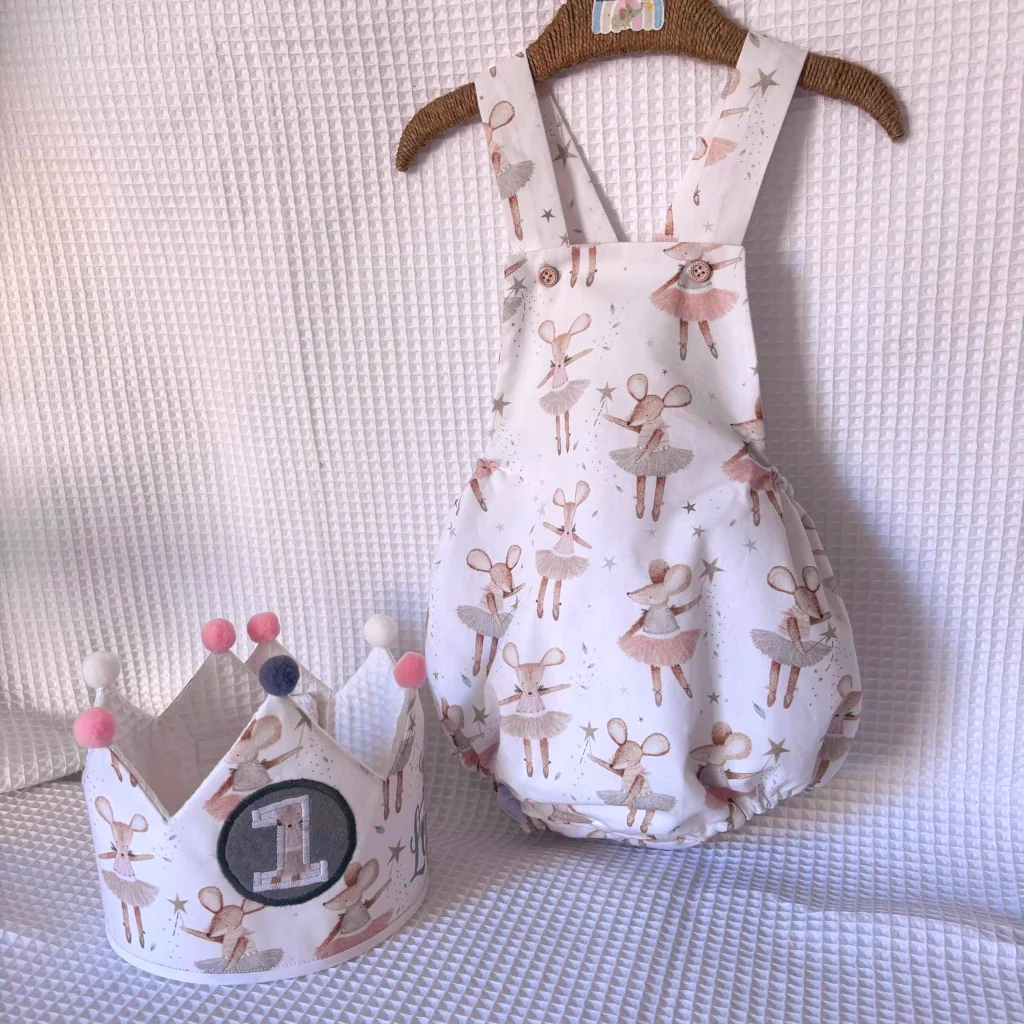 Conjunto de cumpleaños ratitas bailarinas corona y ranita