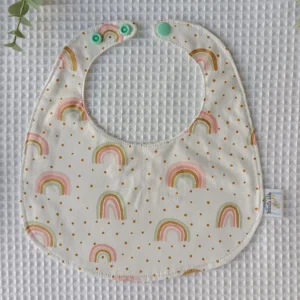 Babero bebé personalizado arcoiris y puntitos