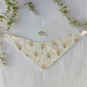 bandana artesanal bebé muselina buhos hecha a mano handmade abierta