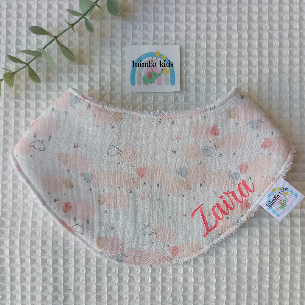 Bandana artesanal hecha a mano persolalizada muselina ovejas