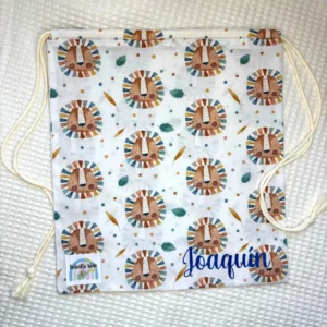 bolsa muda bebe artesanal hecho a mano handmade personalizado cabezas leon