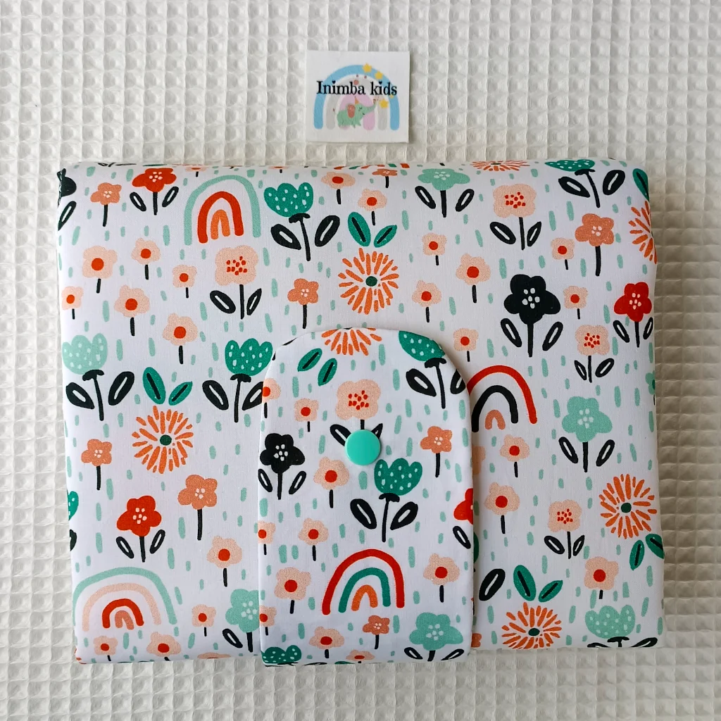 cambiador panal artesanal hecho a mano personalizado handmade arcoyris flores plegado