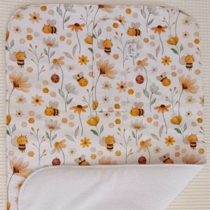 Cambiador panal artesanal personalizado hecho a mano abejas y flores abierto