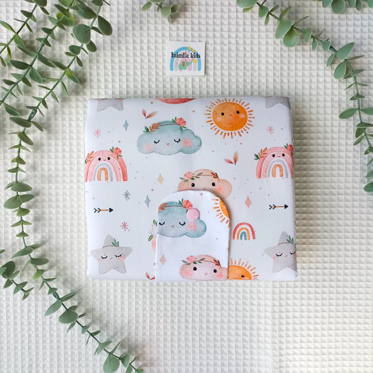 Cambiador pañal bebé sol luna estrellas y nubes