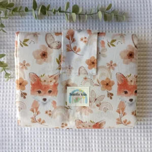 cambiador panal artesanal hecho a mano personalizado handmade zorros flores mariposas cerrado trasera