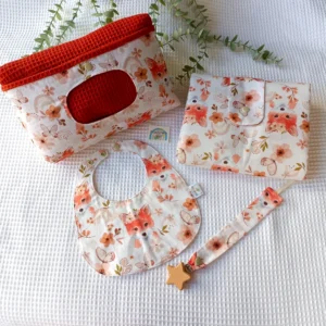 Canastilla bebe artesanal hecha a mano personalizable handmade zorros, mariposas y flores