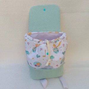 Mochila artesanal guardería hecha a mano handmade El Principito abierta