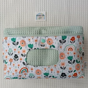 Pañalera artesanal neceser hecho a mano personalizado handmade flores y arcoiris