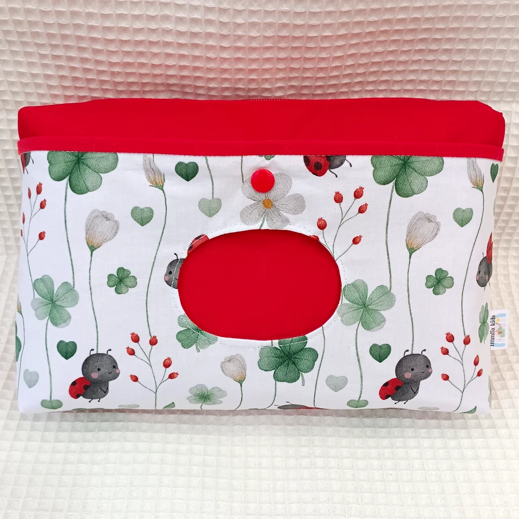 Pañalera artesanal neceser hecho a mano personalizado handmade mariquitas y flores